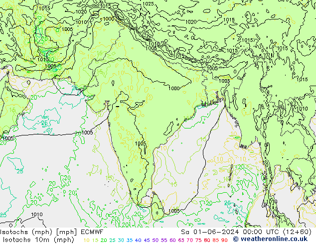 Isotachs (mph) ECMWF Sa 01.06.2024 00 UTC