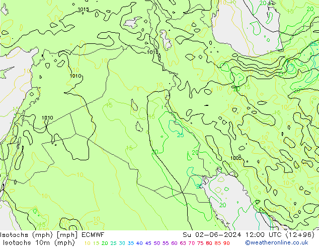 Isotachs (mph) ECMWF  02.06.2024 12 UTC