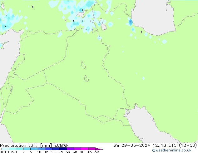 Precipitation (6h) ECMWF St 29.05.2024 18 UTC