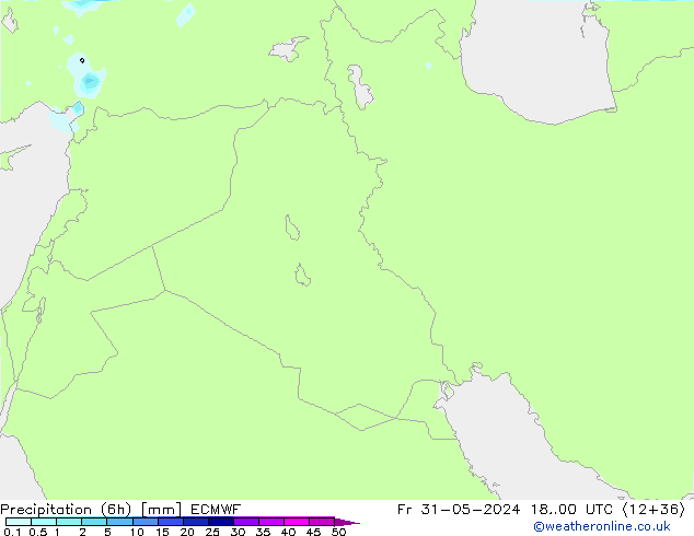 Totale neerslag (6h) ECMWF vr 31.05.2024 00 UTC
