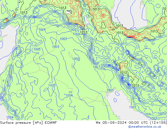 Luchtdruk (Grond) ECMWF wo 05.06.2024 00 UTC