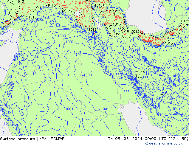 Surface pressure ECMWF Th 06.06.2024 00 UTC