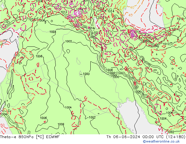 Theta-e 850гПа ECMWF чт 06.06.2024 00 UTC