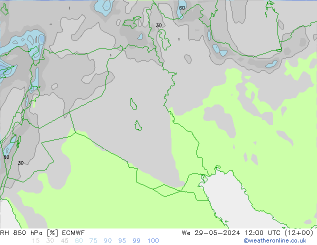 RH 850 hPa ECMWF St 29.05.2024 12 UTC