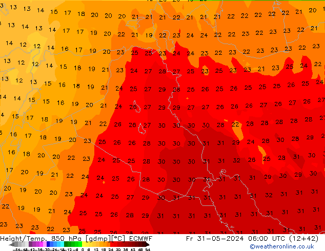 Z500/Rain (+SLP)/Z850 ECMWF ven 31.05.2024 06 UTC