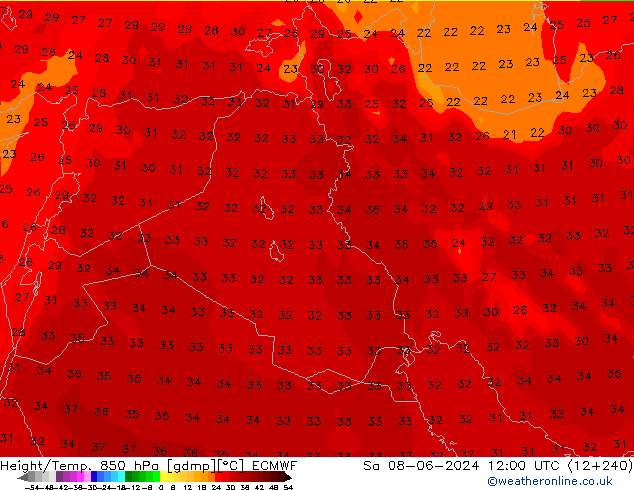 Z500/Yağmur (+YB)/Z850 ECMWF Cts 08.06.2024 12 UTC