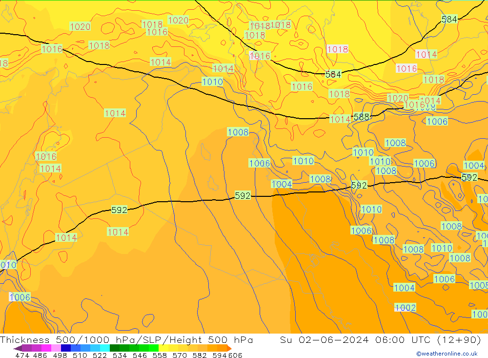 Thck 500-1000гПа ECMWF Вс 02.06.2024 06 UTC