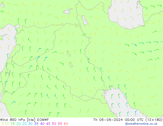 ветер 850 гПа ECMWF чт 06.06.2024 00 UTC