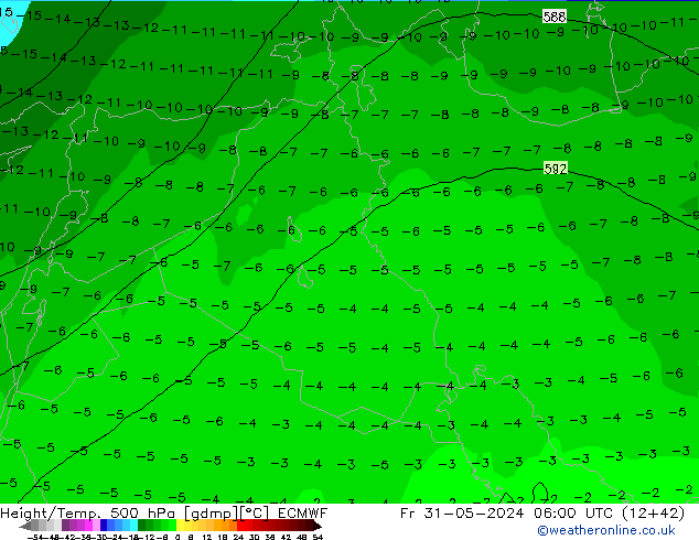 Z500/Rain (+SLP)/Z850 ECMWF ven 31.05.2024 06 UTC