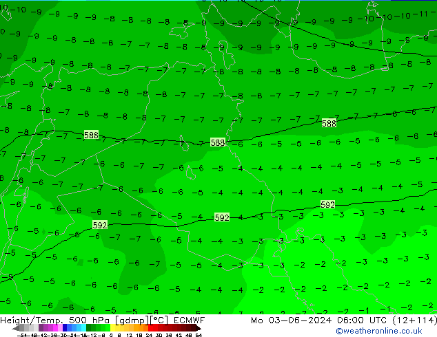 Z500/Rain (+SLP)/Z850 ECMWF Po 03.06.2024 06 UTC