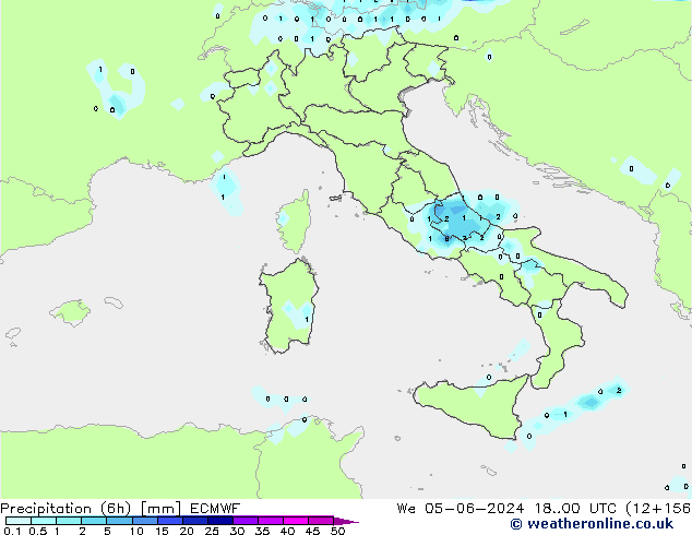 Precipitation (6h) ECMWF We 05.06.2024 00 UTC