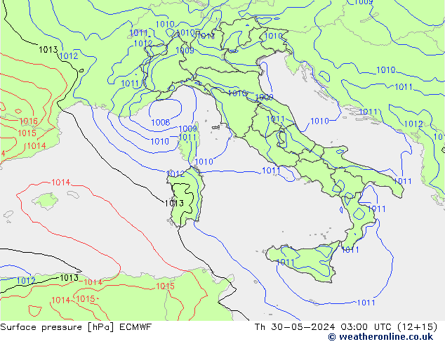 Yer basıncı ECMWF Per 30.05.2024 03 UTC