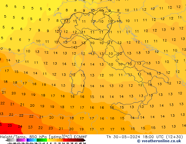 Z500/Rain (+SLP)/Z850 ECMWF  30.05.2024 18 UTC