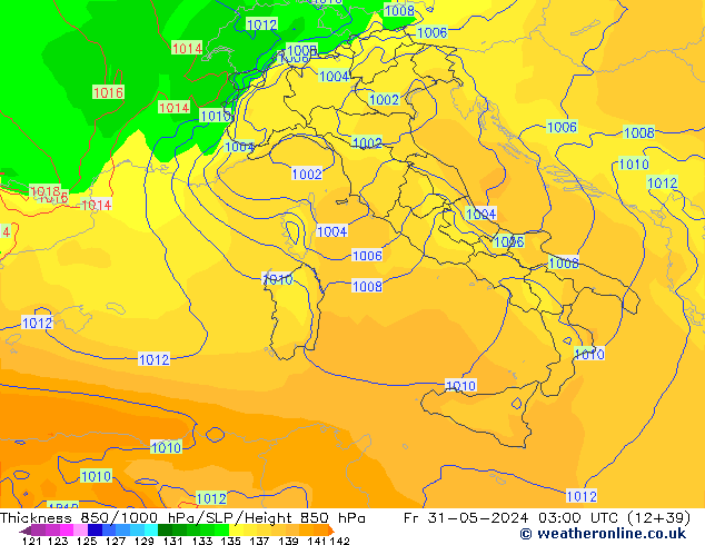 850-1000 hPa Kalınlığı ECMWF Cu 31.05.2024 03 UTC