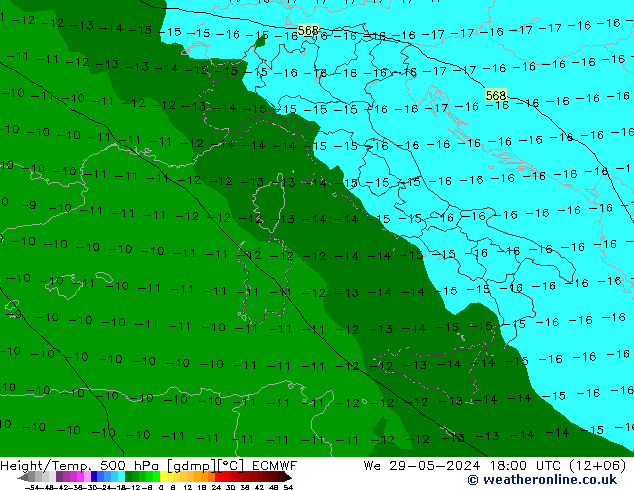 Z500/Rain (+SLP)/Z850 ECMWF mer 29.05.2024 18 UTC