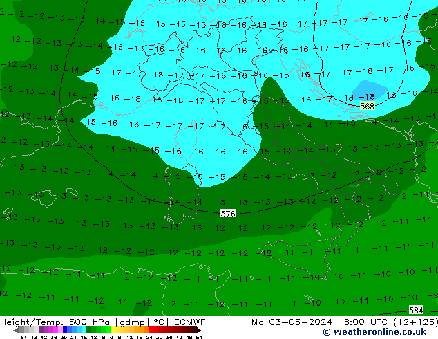 Z500/Rain (+SLP)/Z850 ECMWF Mo 03.06.2024 18 UTC