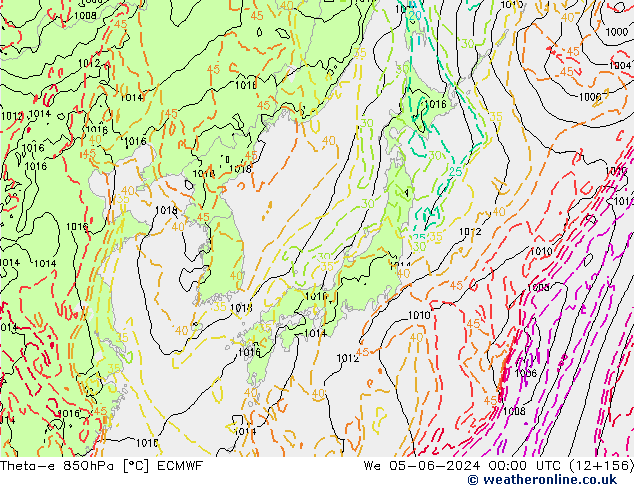 Theta-e 850hPa ECMWF St 05.06.2024 00 UTC