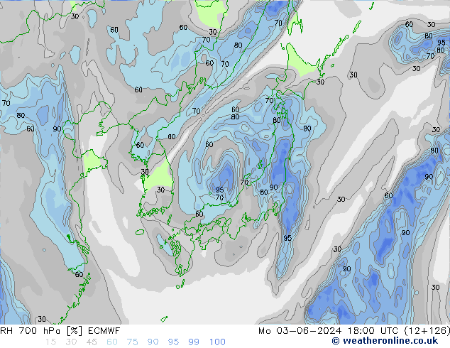 RH 700 hPa ECMWF Mo 03.06.2024 18 UTC