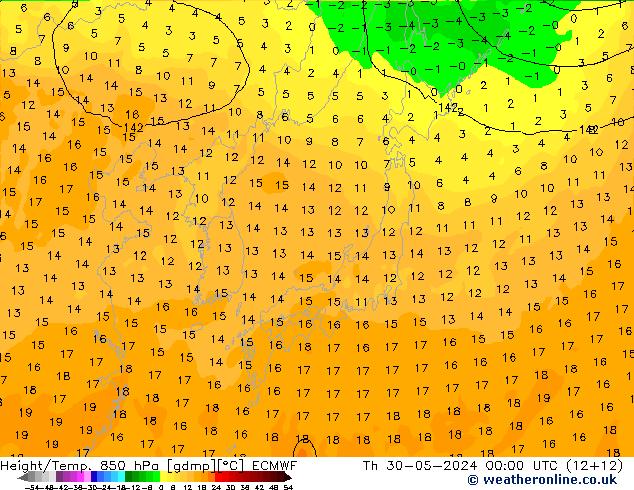 Z500/Rain (+SLP)/Z850 ECMWF Th 30.05.2024 00 UTC