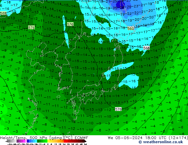 Z500/Rain (+SLP)/Z850 ECMWF śro. 05.06.2024 18 UTC