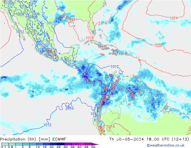 Z500/Rain (+SLP)/Z850 ECMWF чт 30.05.2024 00 UTC