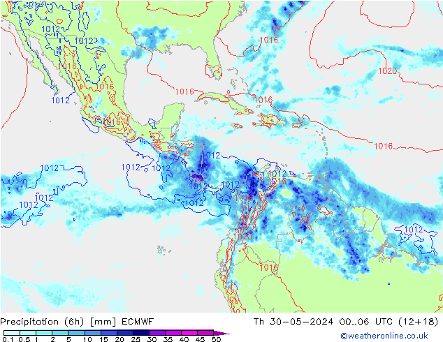 Z500/Rain (+SLP)/Z850 ECMWF Čt 30.05.2024 06 UTC