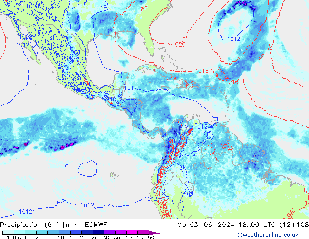 Yağış (6h) ECMWF Pzt 03.06.2024 00 UTC