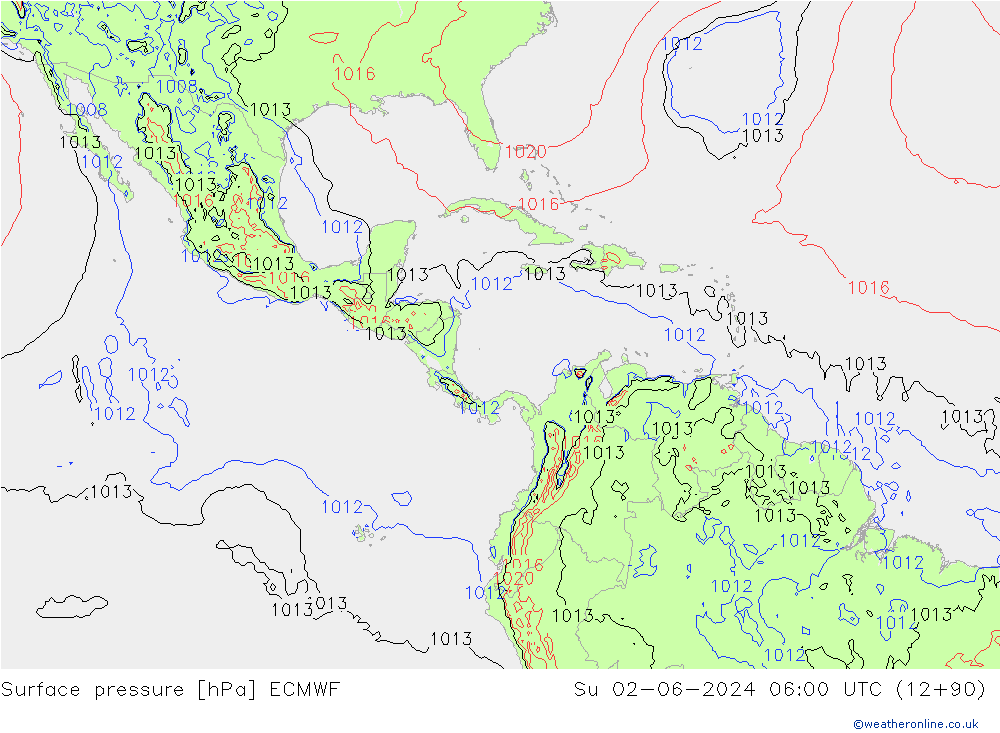 Pressione al suolo ECMWF dom 02.06.2024 06 UTC