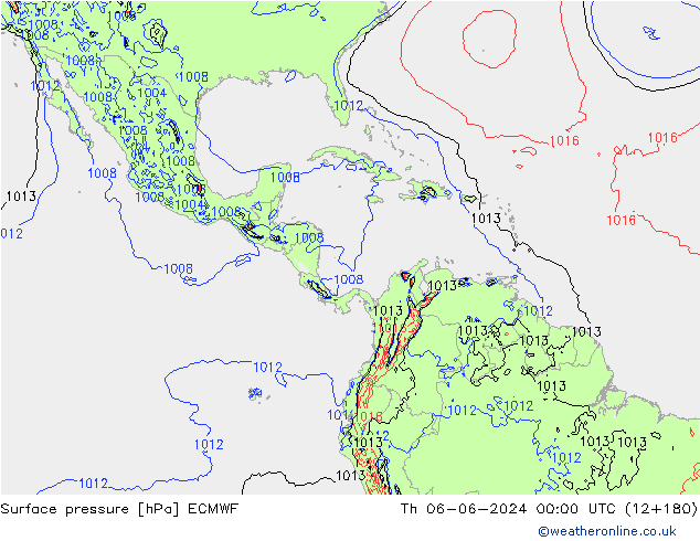 Surface pressure ECMWF Th 06.06.2024 00 UTC