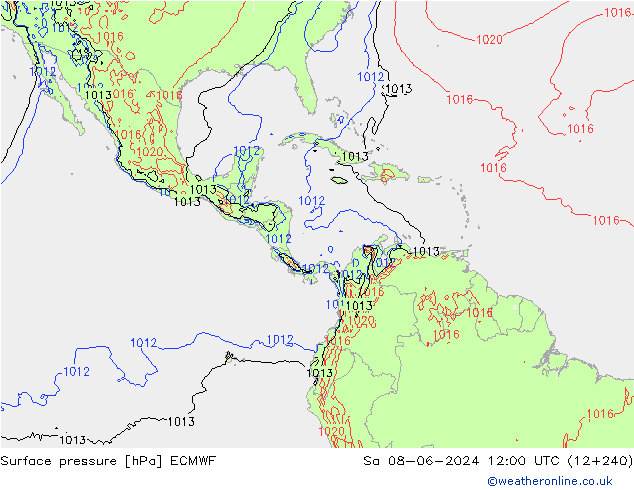 Surface pressure ECMWF Sa 08.06.2024 12 UTC