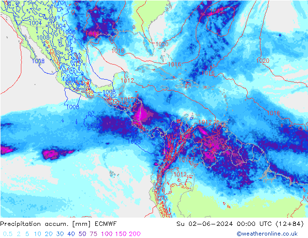 Precipitation accum. ECMWF Dom 02.06.2024 00 UTC