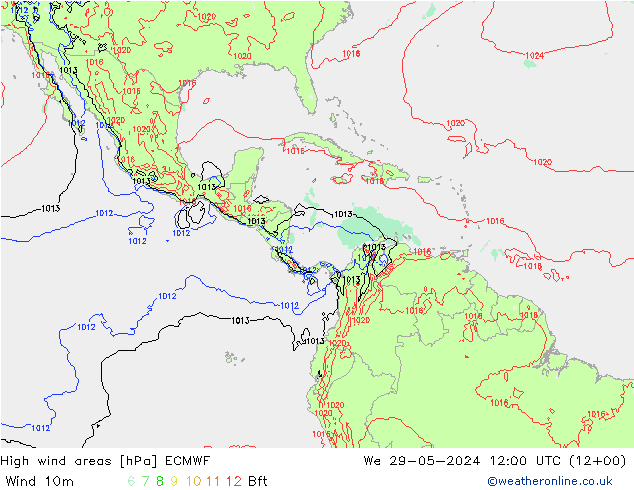 High wind areas ECMWF mer 29.05.2024 12 UTC