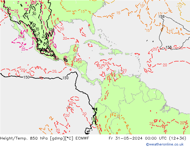 Z500/Regen(+SLP)/Z850 ECMWF vr 31.05.2024 00 UTC