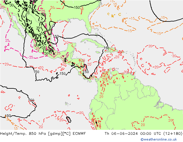 Z500/Rain (+SLP)/Z850 ECMWF czw. 06.06.2024 00 UTC