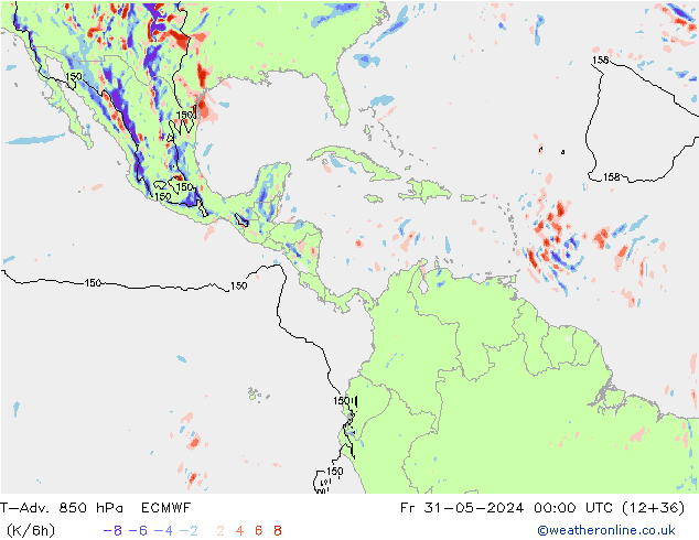 T-Adv. 850 hPa ECMWF Sex 31.05.2024 00 UTC