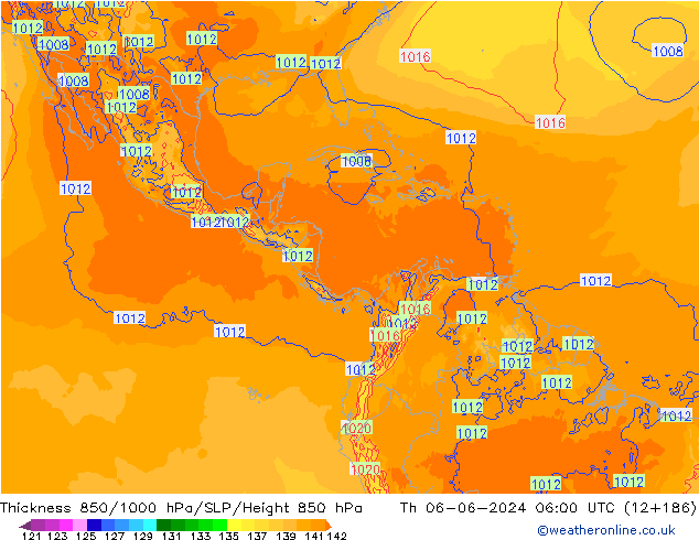 Thck 850-1000 hPa ECMWF czw. 06.06.2024 06 UTC