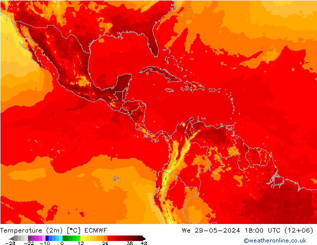 Temperatura (2m) ECMWF Qua 29.05.2024 18 UTC