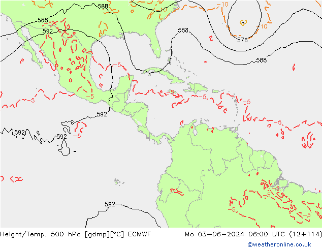 Z500/Rain (+SLP)/Z850 ECMWF Po 03.06.2024 06 UTC