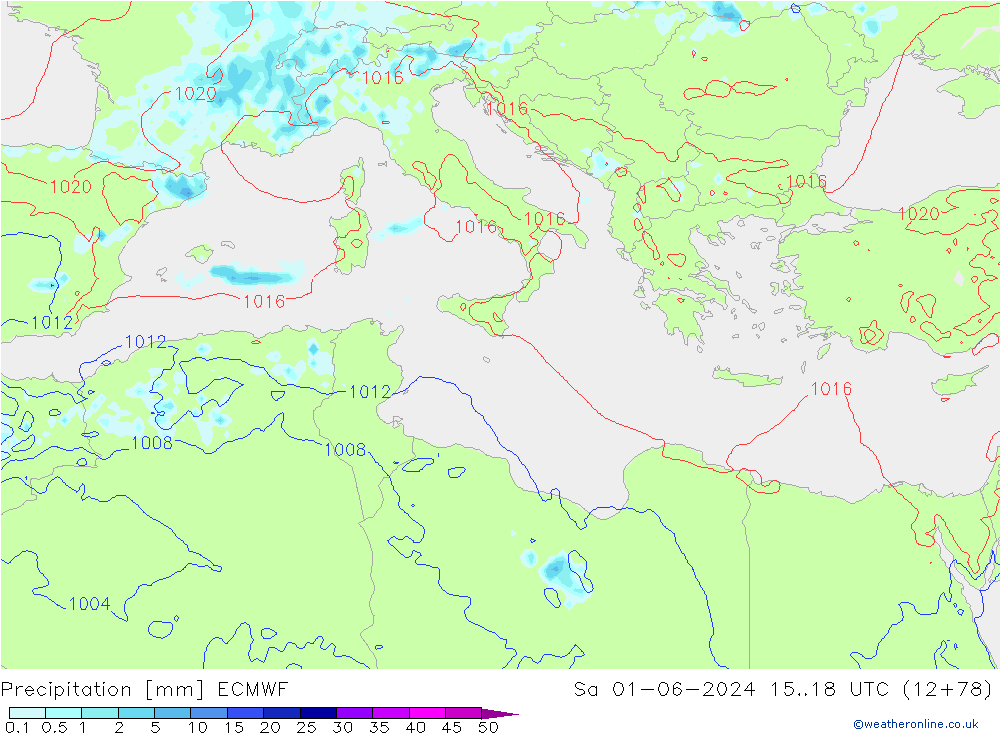 Neerslag ECMWF za 01.06.2024 18 UTC