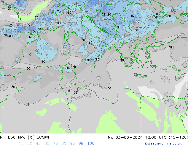 RH 850 hPa ECMWF Mo 03.06.2024 12 UTC