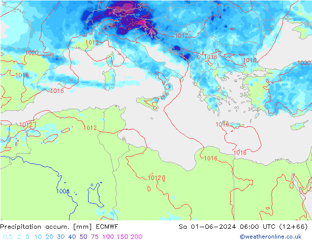 Precipitation accum. ECMWF so. 01.06.2024 06 UTC