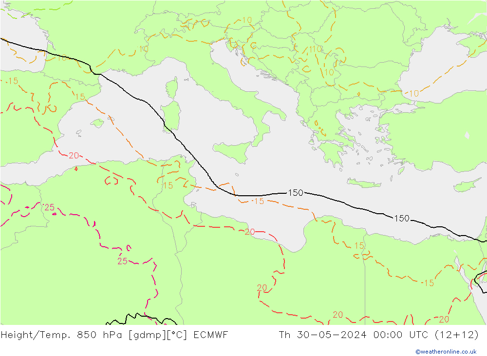 Z500/Rain (+SLP)/Z850 ECMWF Čt 30.05.2024 00 UTC