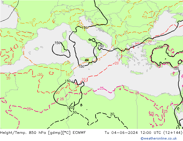 Z500/Rain (+SLP)/Z850 ECMWF mar 04.06.2024 12 UTC