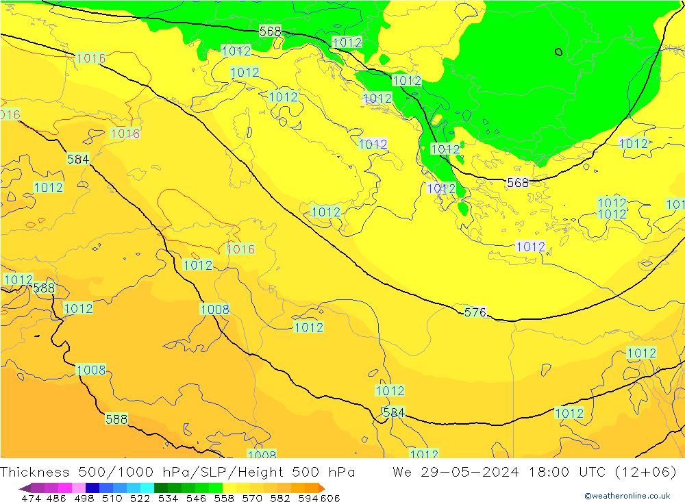 Thck 500-1000hPa ECMWF  29.05.2024 18 UTC