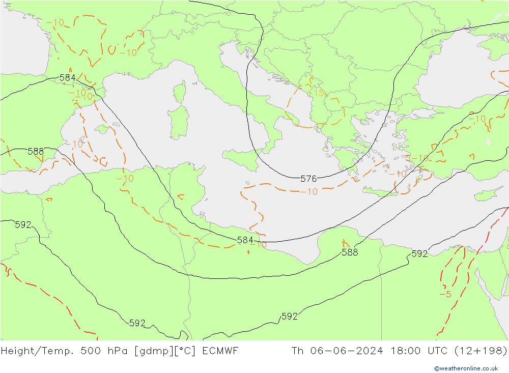 Z500/Rain (+SLP)/Z850 ECMWF Th 06.06.2024 18 UTC