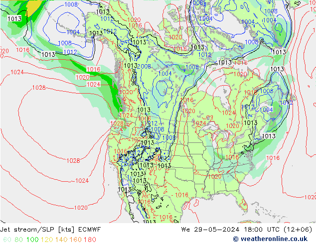 Jet Akımları/SLP ECMWF Çar 29.05.2024 18 UTC