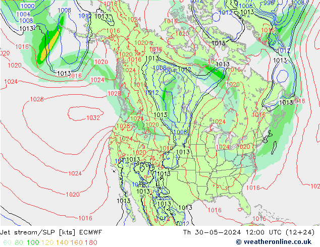 Polarjet/Bodendruck ECMWF Do 30.05.2024 12 UTC