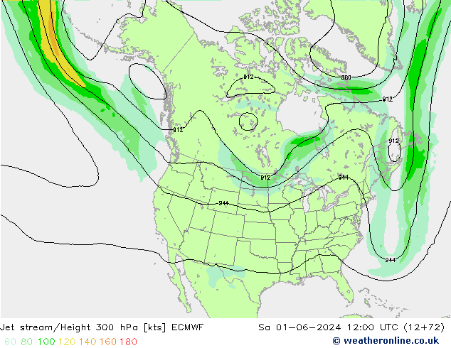 Corriente en chorro ECMWF sáb 01.06.2024 12 UTC