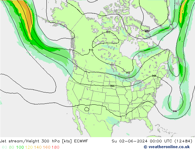 Corrente a getto ECMWF dom 02.06.2024 00 UTC