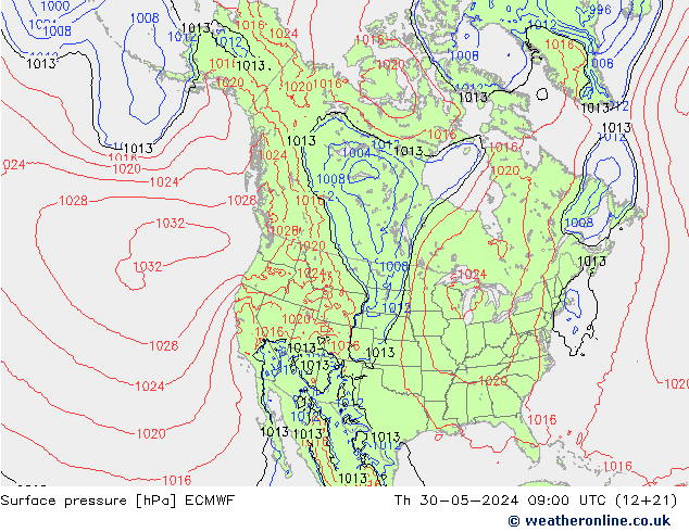 Bodendruck ECMWF Do 30.05.2024 09 UTC